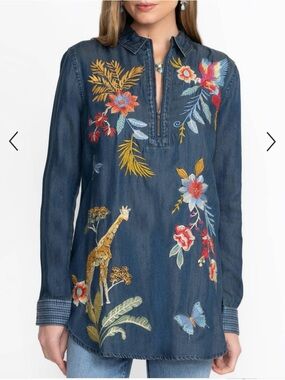 Johnny Was Jazmine Embroidered Zip Tunic